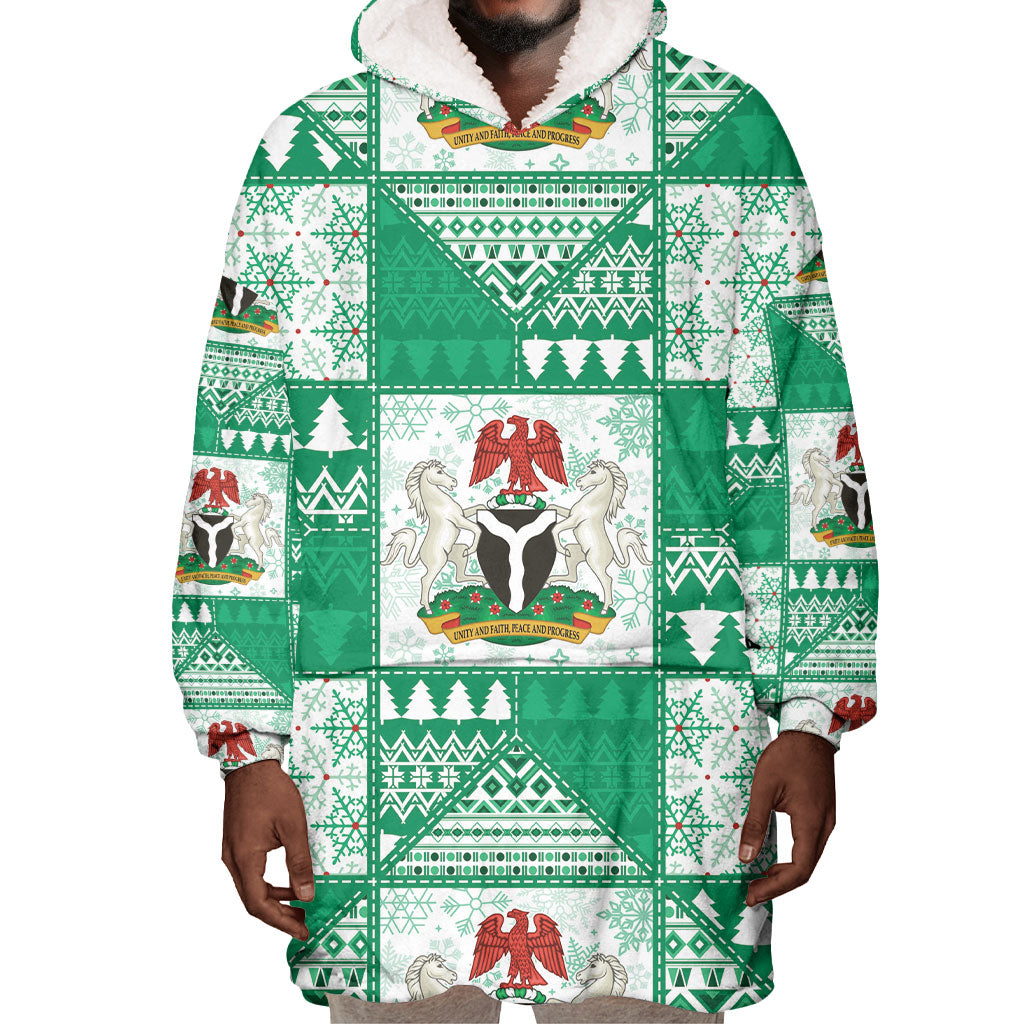 Nigeria Christmas Wearable Blanket Hoodie Patchwork Style