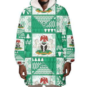 Nigeria Christmas Wearable Blanket Hoodie Patchwork Style