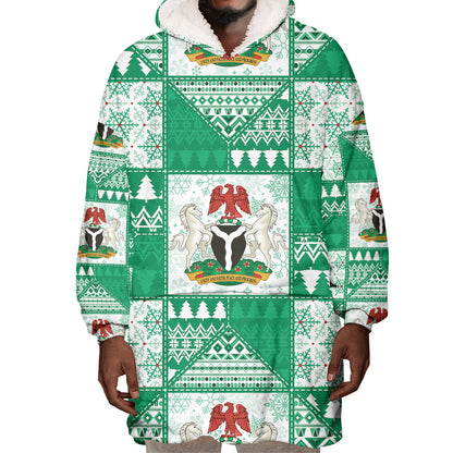 Nigeria Christmas Wearable Blanket Hoodie Patchwork Style