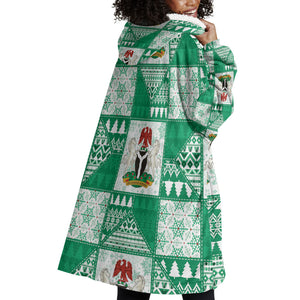 Nigeria Christmas Wearable Blanket Hoodie Patchwork Style