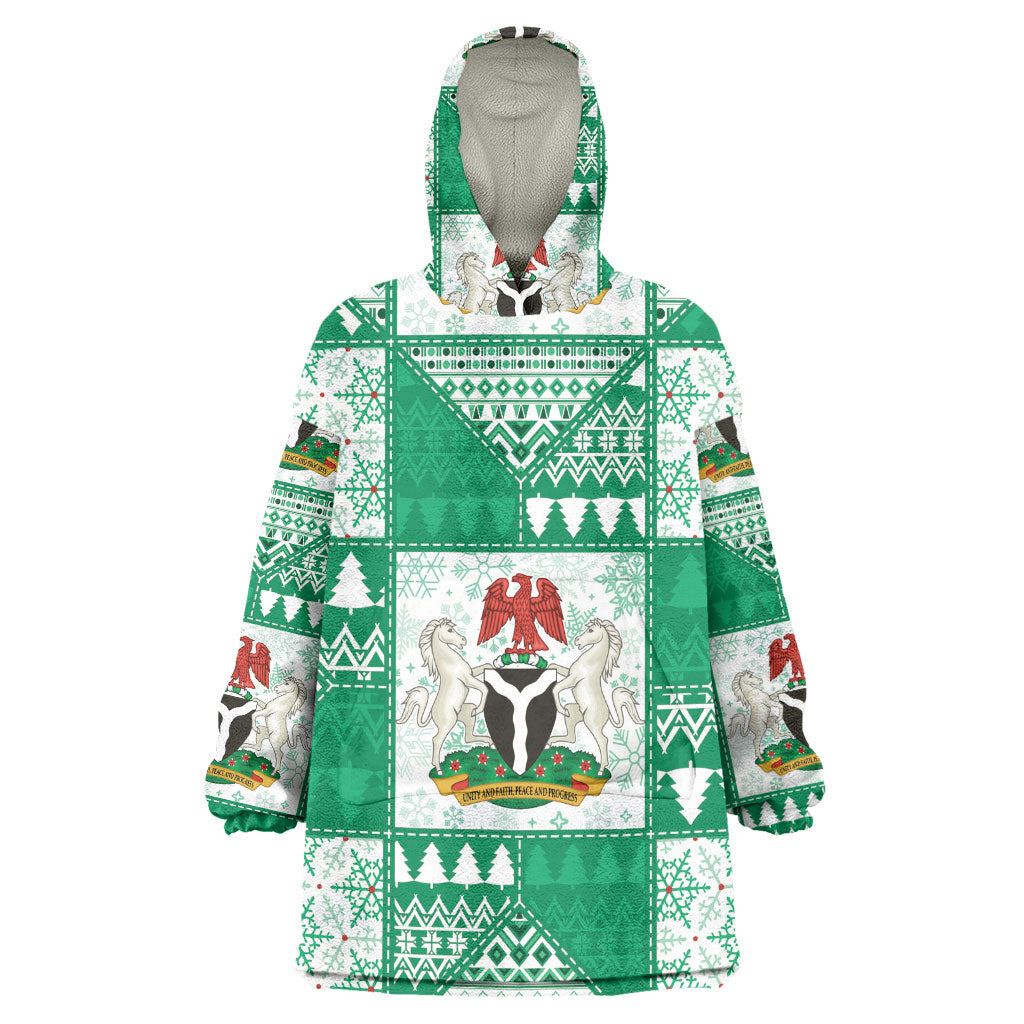 Nigeria Christmas Wearable Blanket Hoodie Patchwork Style