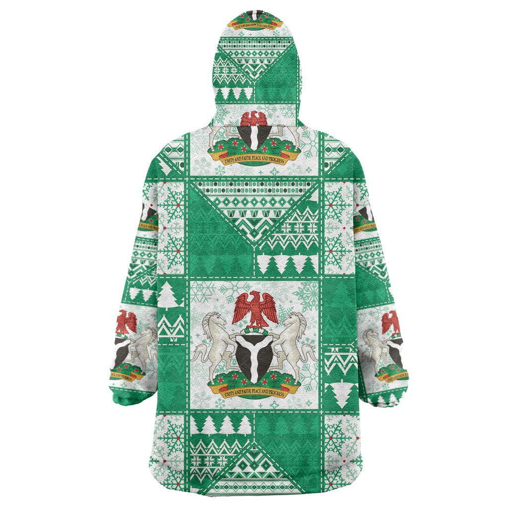 Nigeria Christmas Wearable Blanket Hoodie Patchwork Style