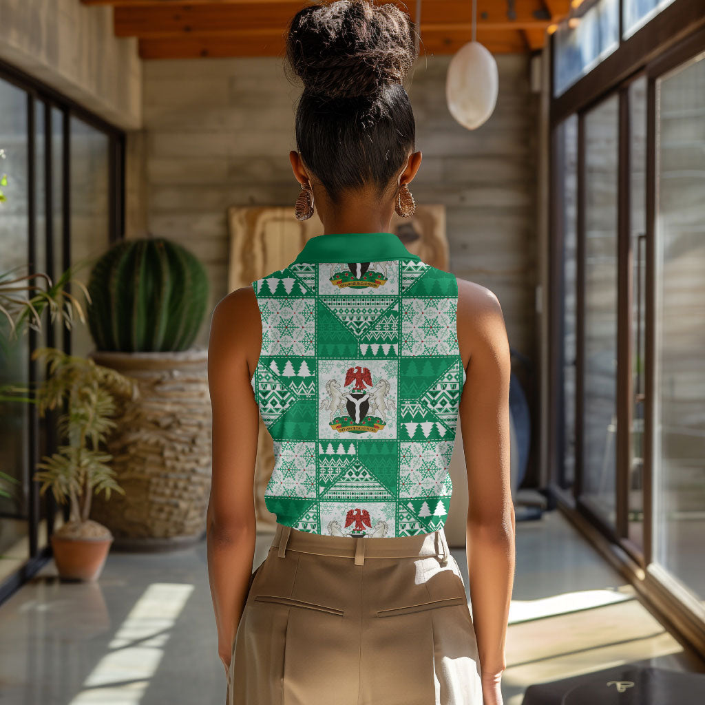 Nigeria Christmas Women Sleeveless Polo Shirt Patchwork Style