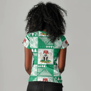 Nigeria Christmas Women V-Neck T-Shirt Patchwork Style
