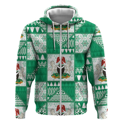 Nigeria Christmas Zip Hoodie Patchwork Style