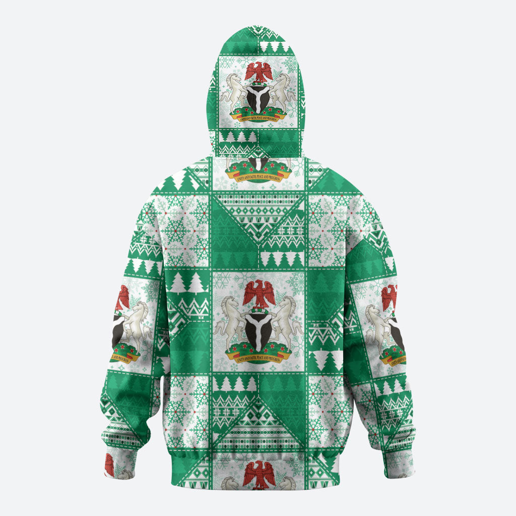 Nigeria Christmas Zip Hoodie Patchwork Style