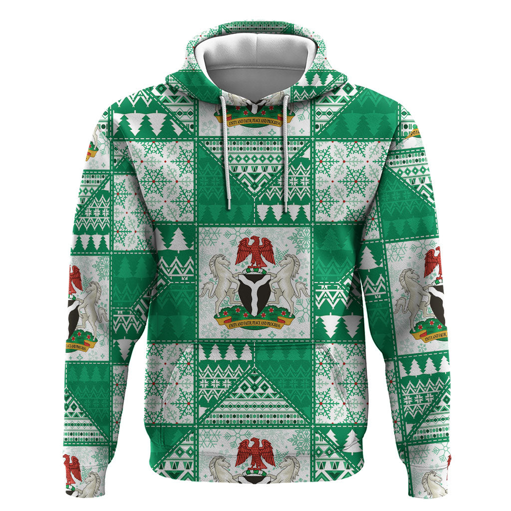 Nigeria Christmas Zip Hoodie Patchwork Style
