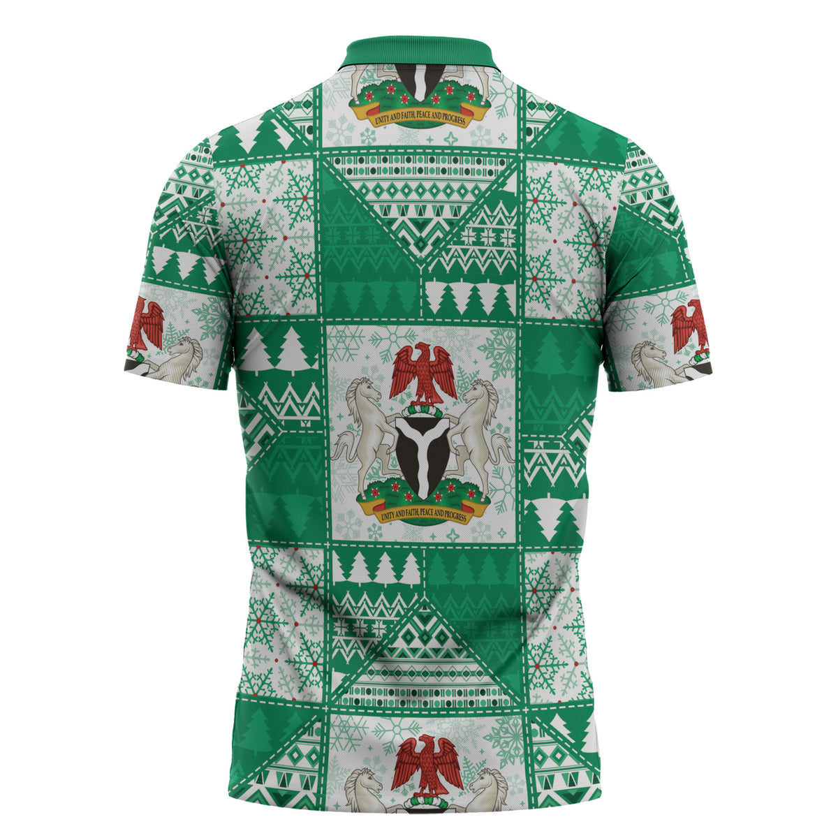 Nigeria Christmas Zipper Polo Shirt Patchwork Style