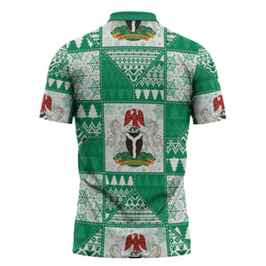 Nigeria Christmas Zipper Polo Shirt Patchwork Style