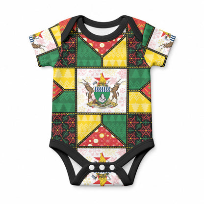 Zimbabwe Christmas Baby Onesie Patchwork Style
