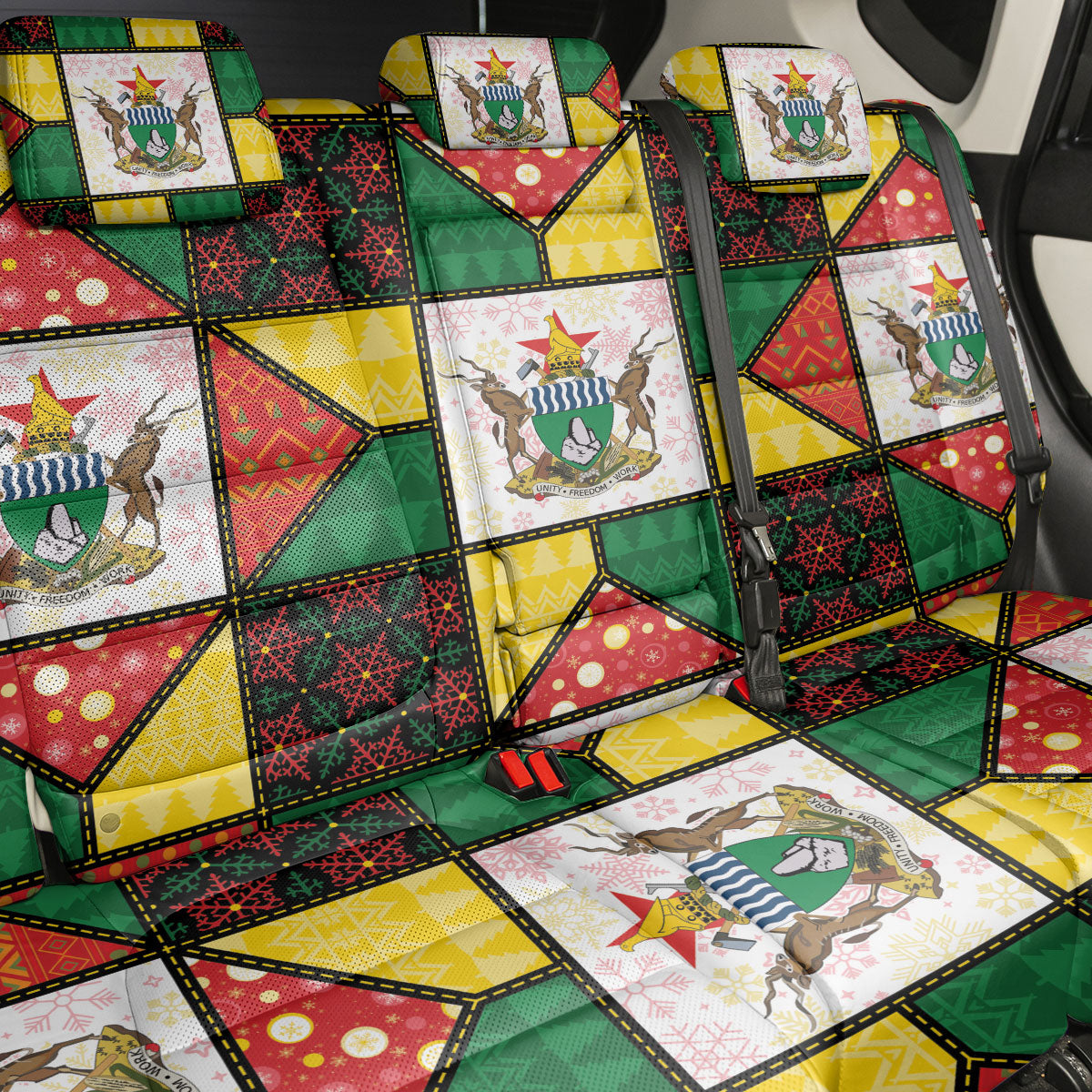 Zimbabwe Christmas Back Car Seat Cover Patchwork Style