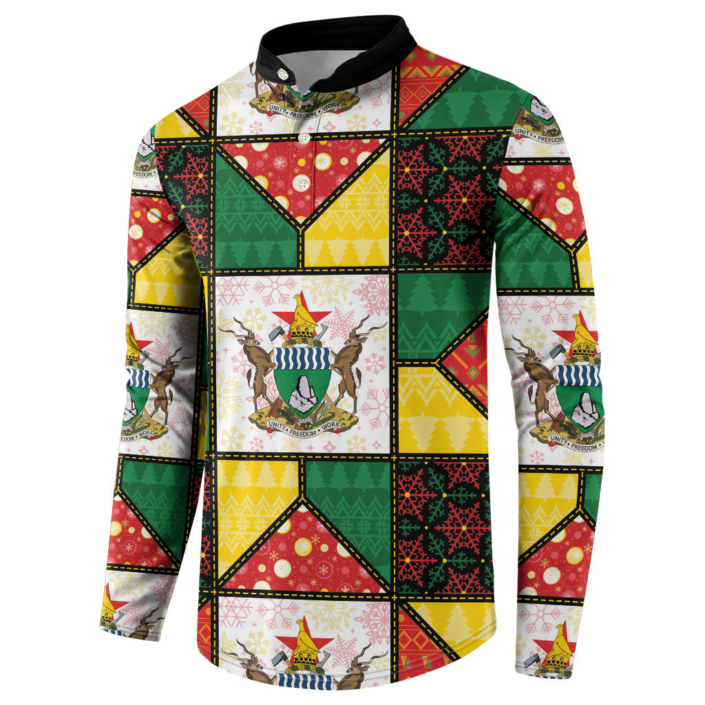 Zimbabwe Christmas Button Sweatshirt Patchwork Style