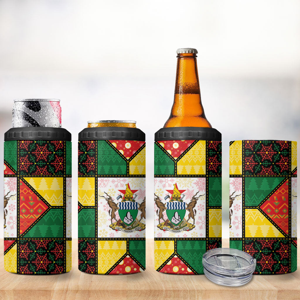 Zimbabwe Christmas 4 in 1 Can Cooler Tumbler Patchwork Style