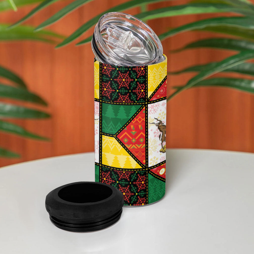 Zimbabwe Christmas 4 in 1 Can Cooler Tumbler Patchwork Style