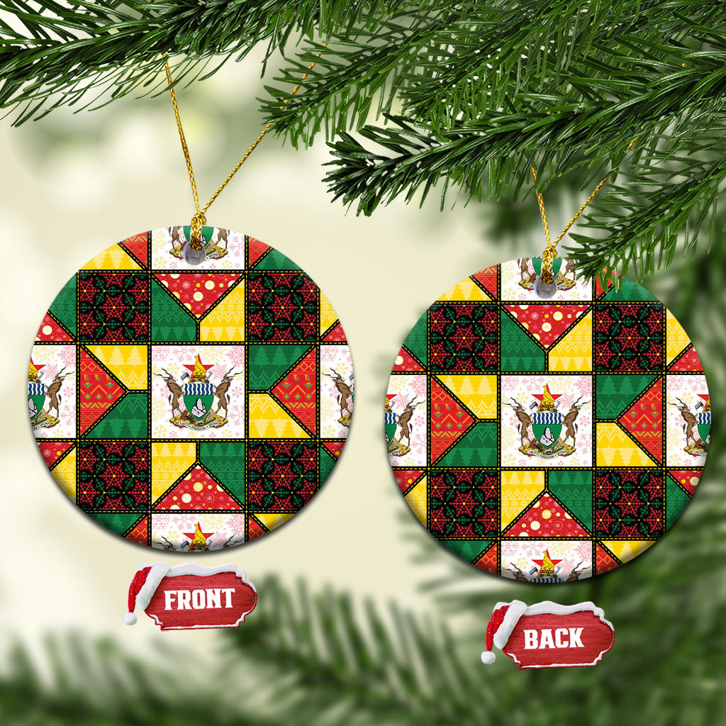 Zimbabwe Christmas Ceramic Ornament Patchwork Style