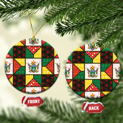Zimbabwe Christmas Ceramic Ornament Patchwork Style