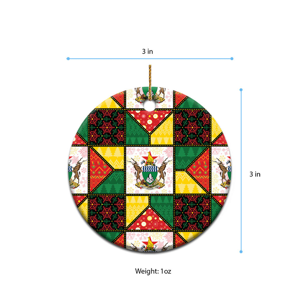 Zimbabwe Christmas Ceramic Ornament Patchwork Style