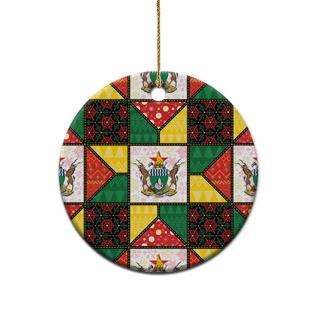Zimbabwe Christmas Ceramic Ornament Patchwork Style