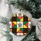 Zimbabwe Christmas Ceramic Ornament Patchwork Style