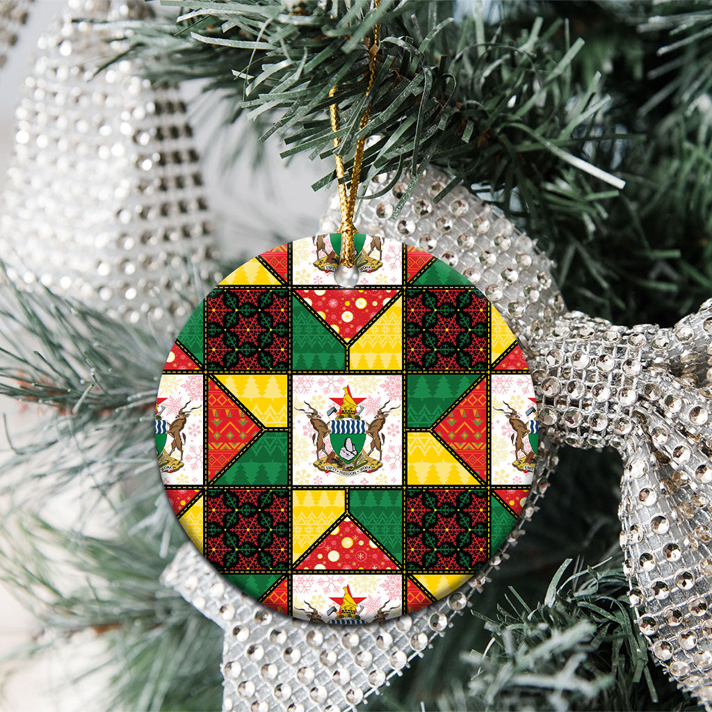 Zimbabwe Christmas Ceramic Ornament Patchwork Style