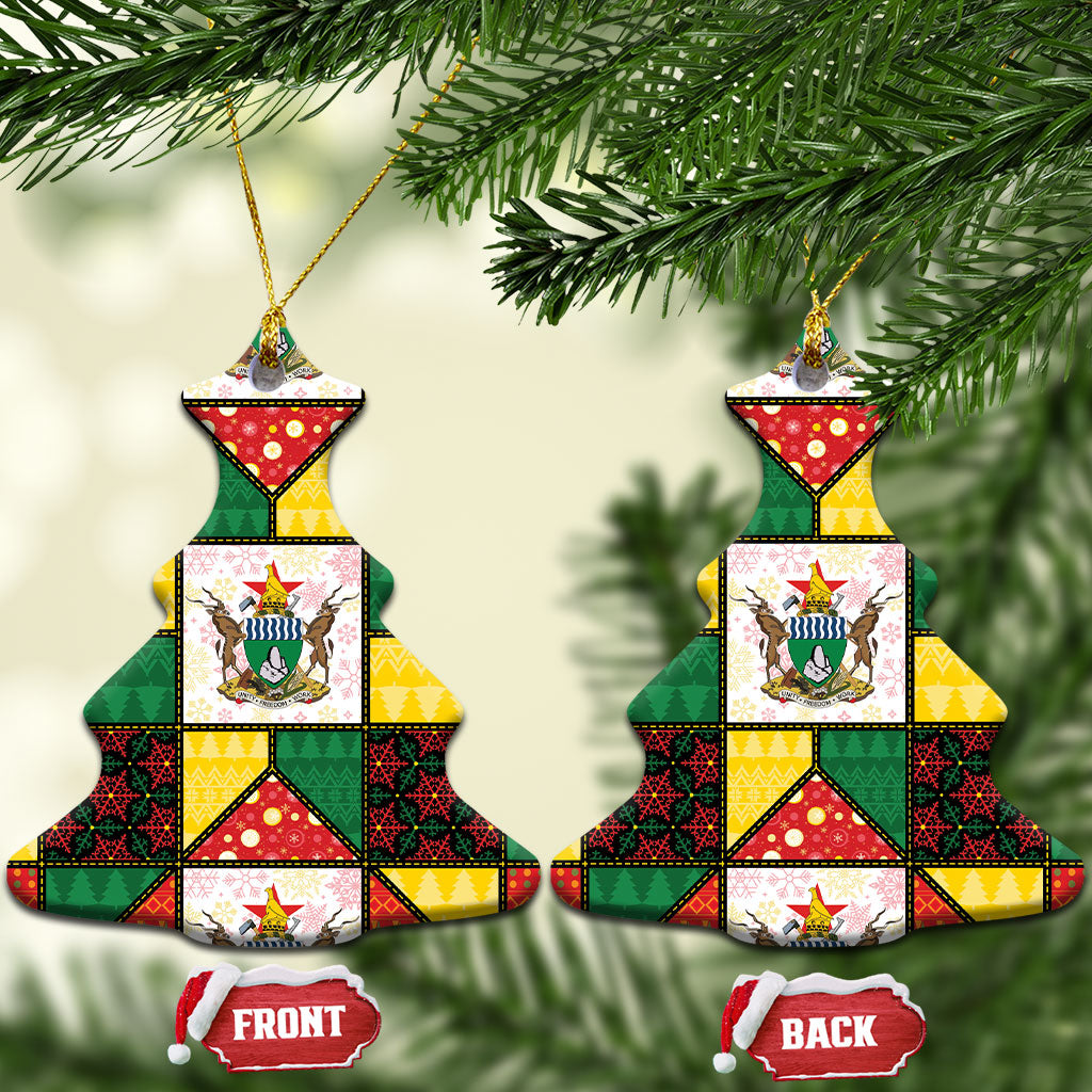 Zimbabwe Christmas Ceramic Ornament Patchwork Style