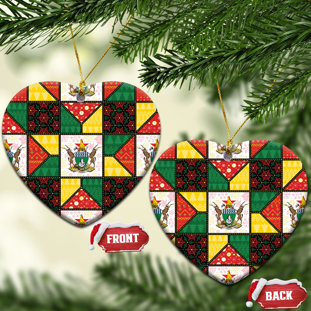 Zimbabwe Christmas Ceramic Ornament Patchwork Style