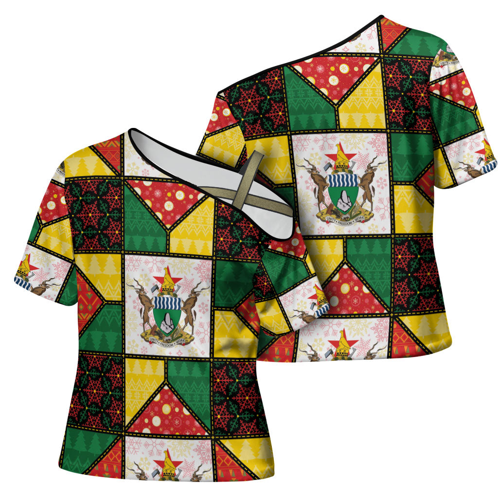 Zimbabwe Christmas Cross Shoulder Shirt Patchwork Style