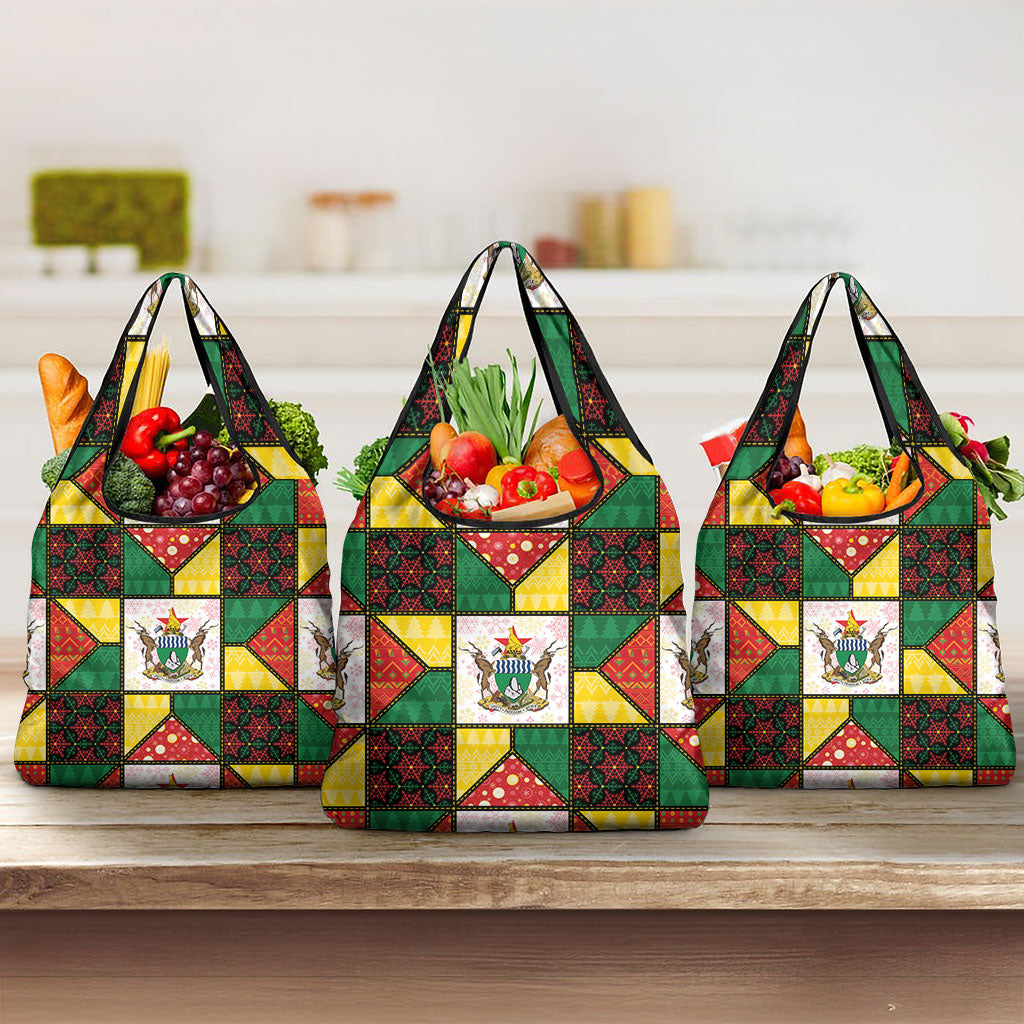 Zimbabwe Christmas Grocery Bag Patchwork Style