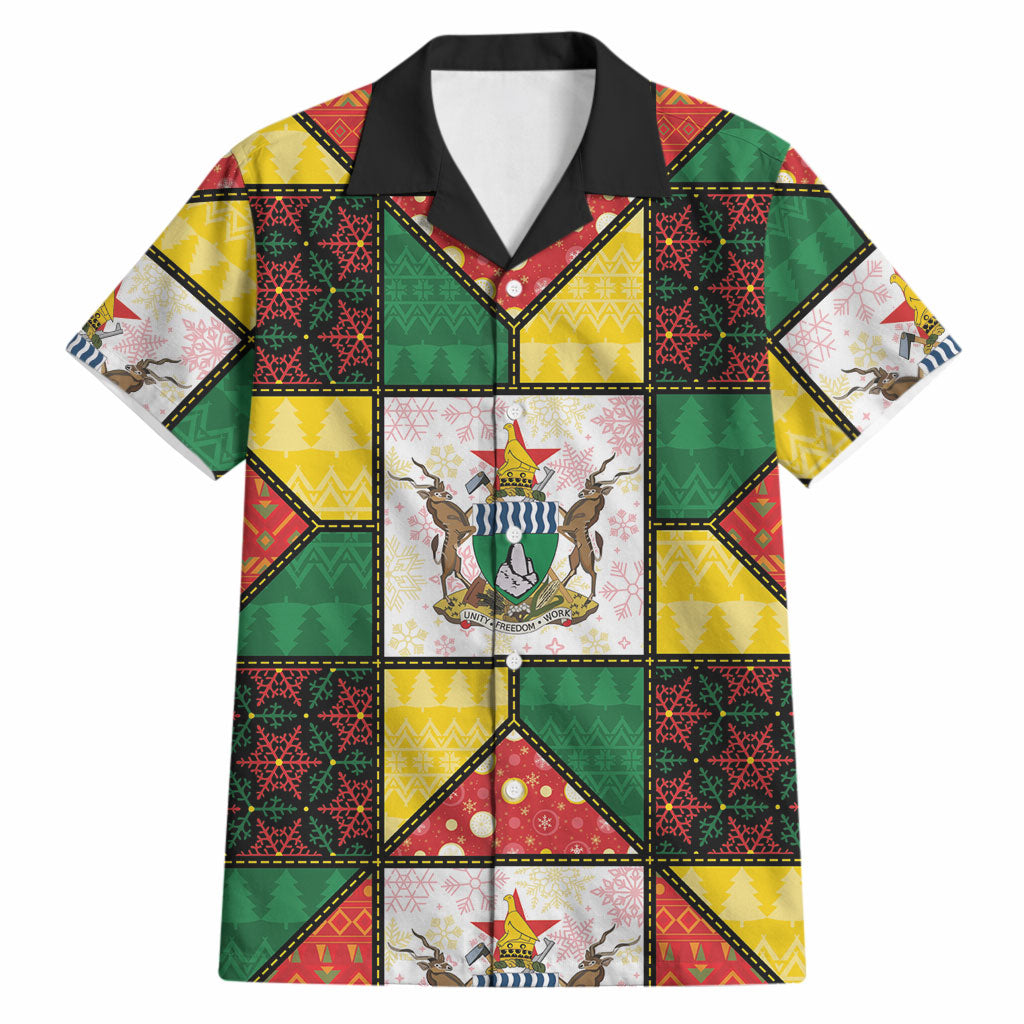 Zimbabwe Christmas Hawaiian Shirt Patchwork Style