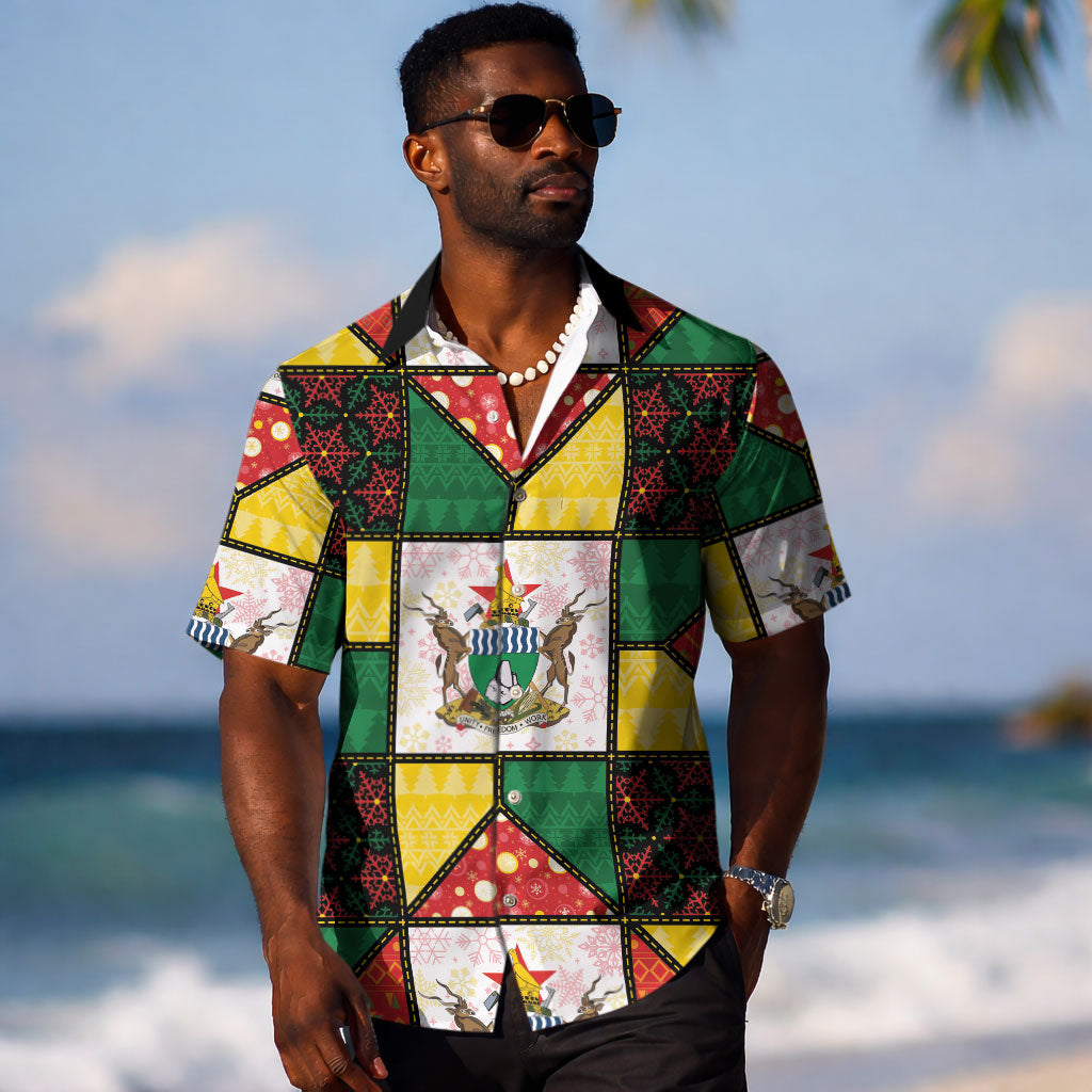 Zimbabwe Christmas Hawaiian Shirt Patchwork Style