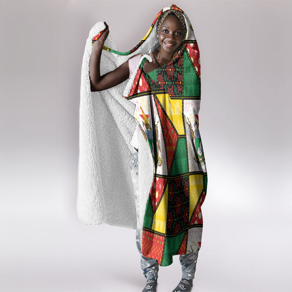 Zimbabwe Christmas Hooded Blanket Patchwork Style
