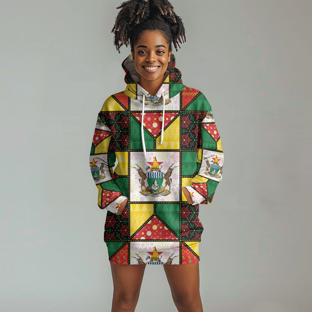 Zimbabwe Christmas Hoodie Dress Patchwork Style