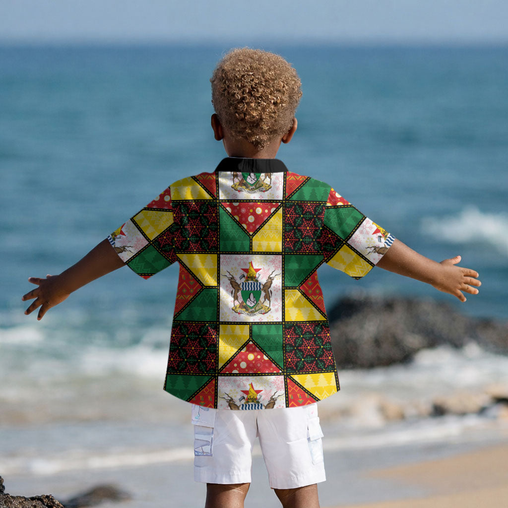 Zimbabwe Christmas Kid Hawaiian Shirt Patchwork Style