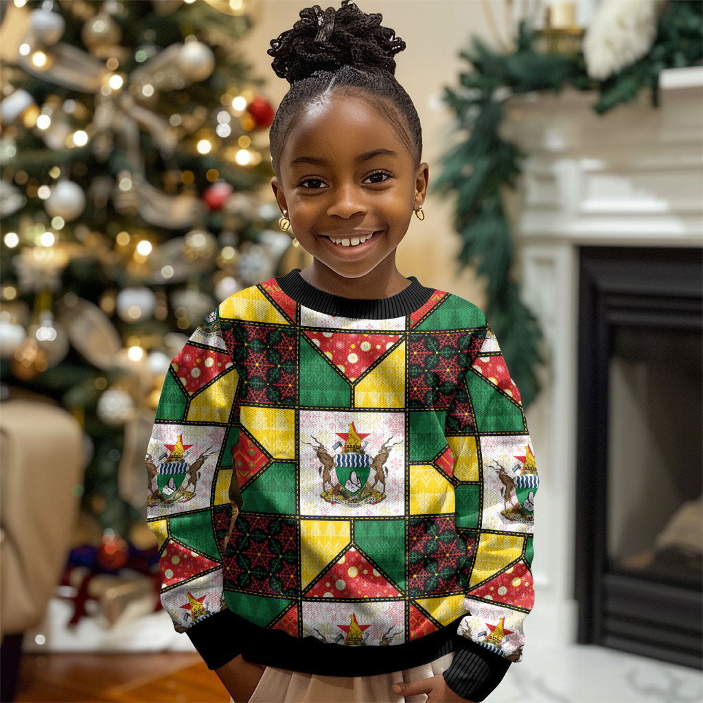 Zimbabwe Christmas Kid Ugly Christmas Sweater Patchwork Style