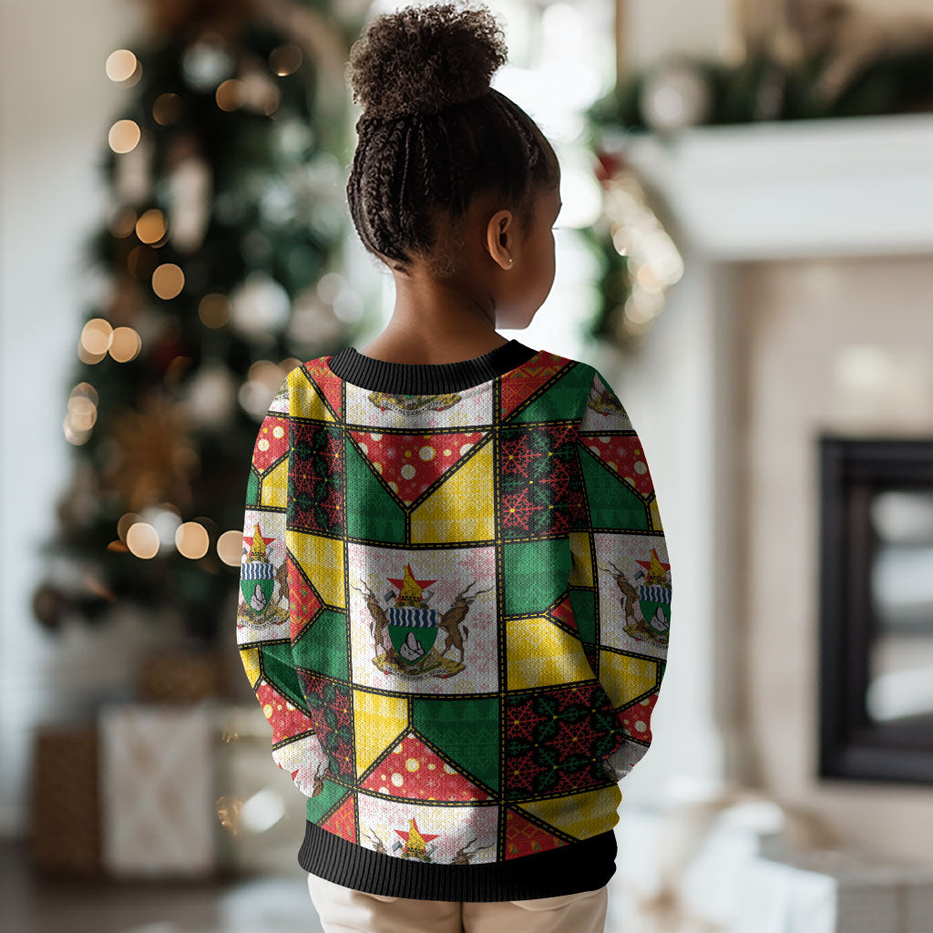 Zimbabwe Christmas Kid Ugly Christmas Sweater Patchwork Style