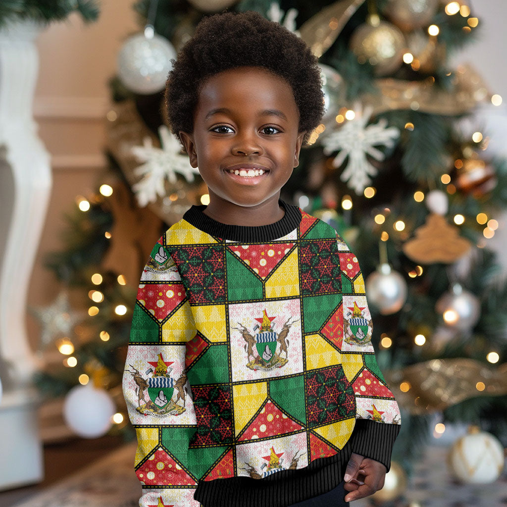 Zimbabwe Christmas Kid Ugly Christmas Sweater Patchwork Style