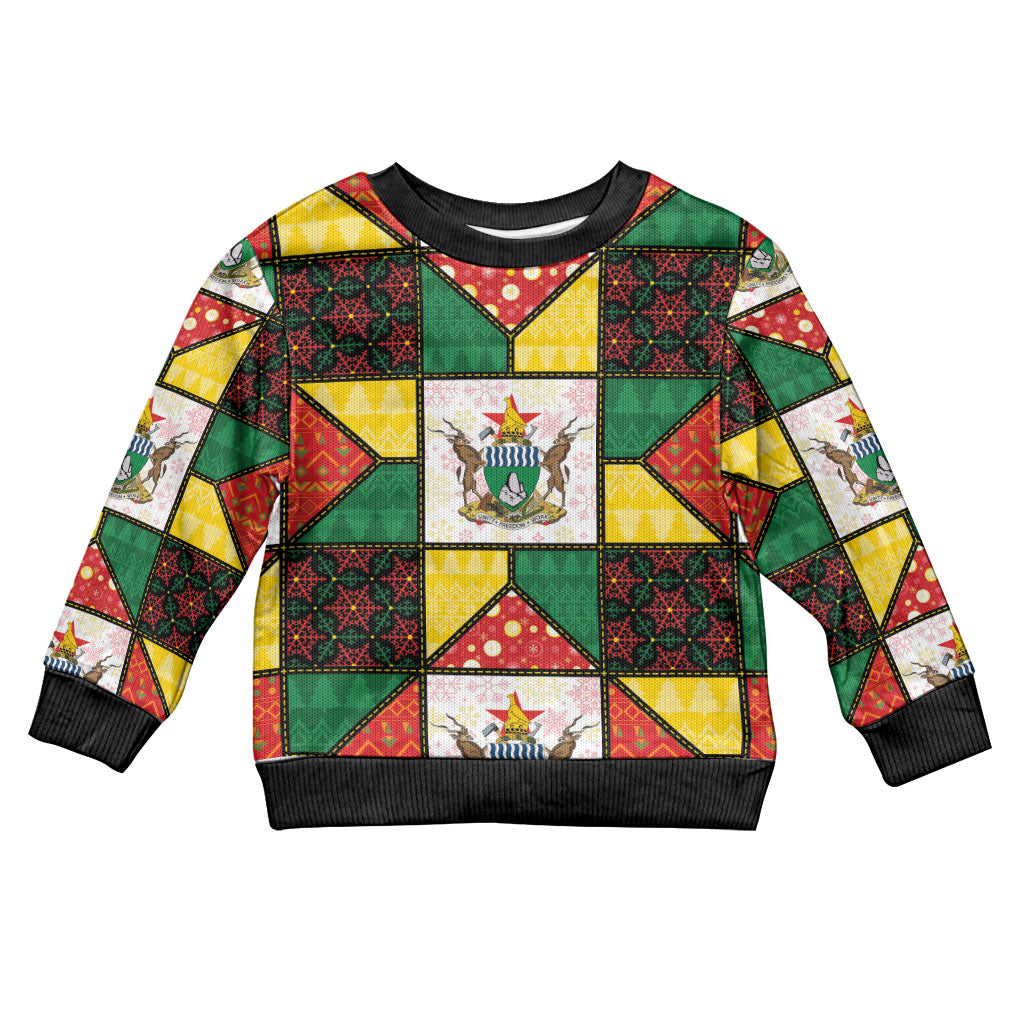 Zimbabwe Christmas Kid Ugly Christmas Sweater Patchwork Style