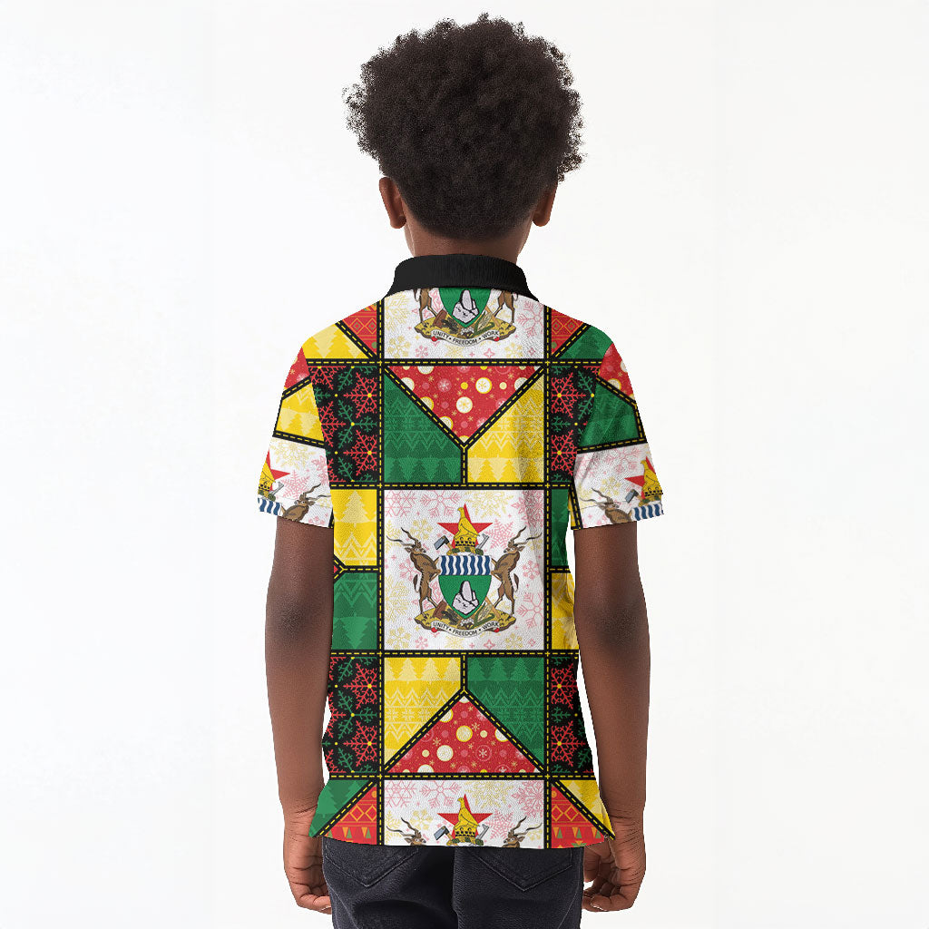Zimbabwe Christmas Kid Polo Shirt Patchwork Style