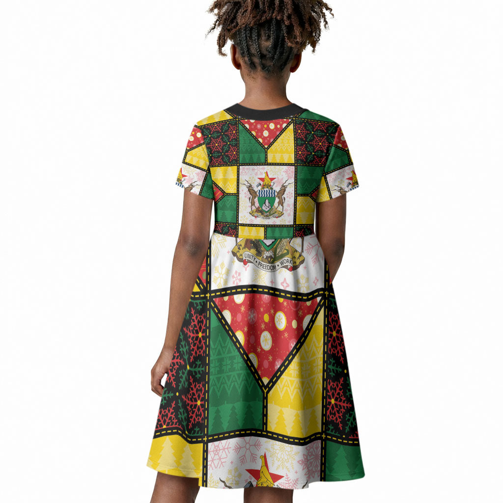 Zimbabwe Christmas Kid Short Sleeve Dress Patchwork Style