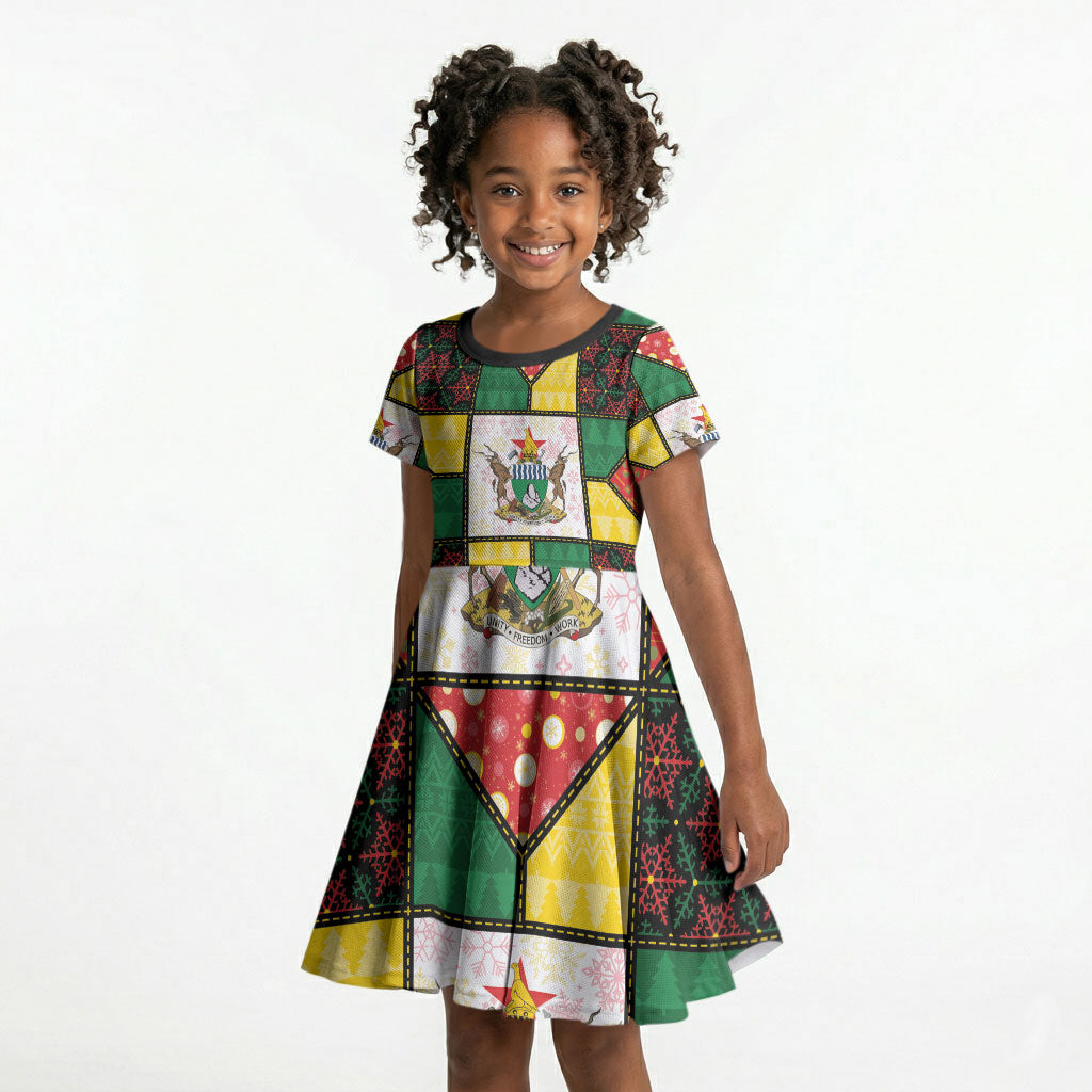 Zimbabwe Christmas Kid Short Sleeve Dress Patchwork Style