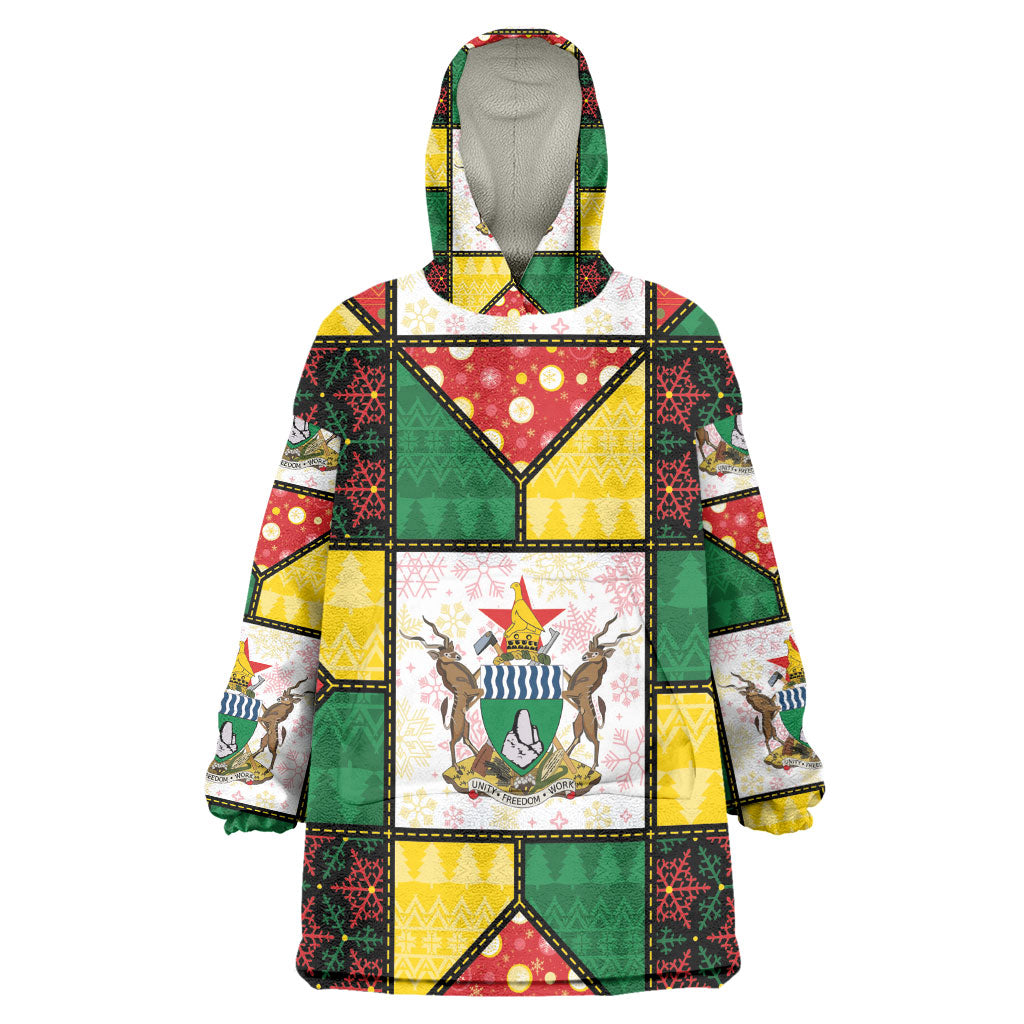 Zimbabwe Christmas Kid Wearable Blanket Hoodie Patchwork Style