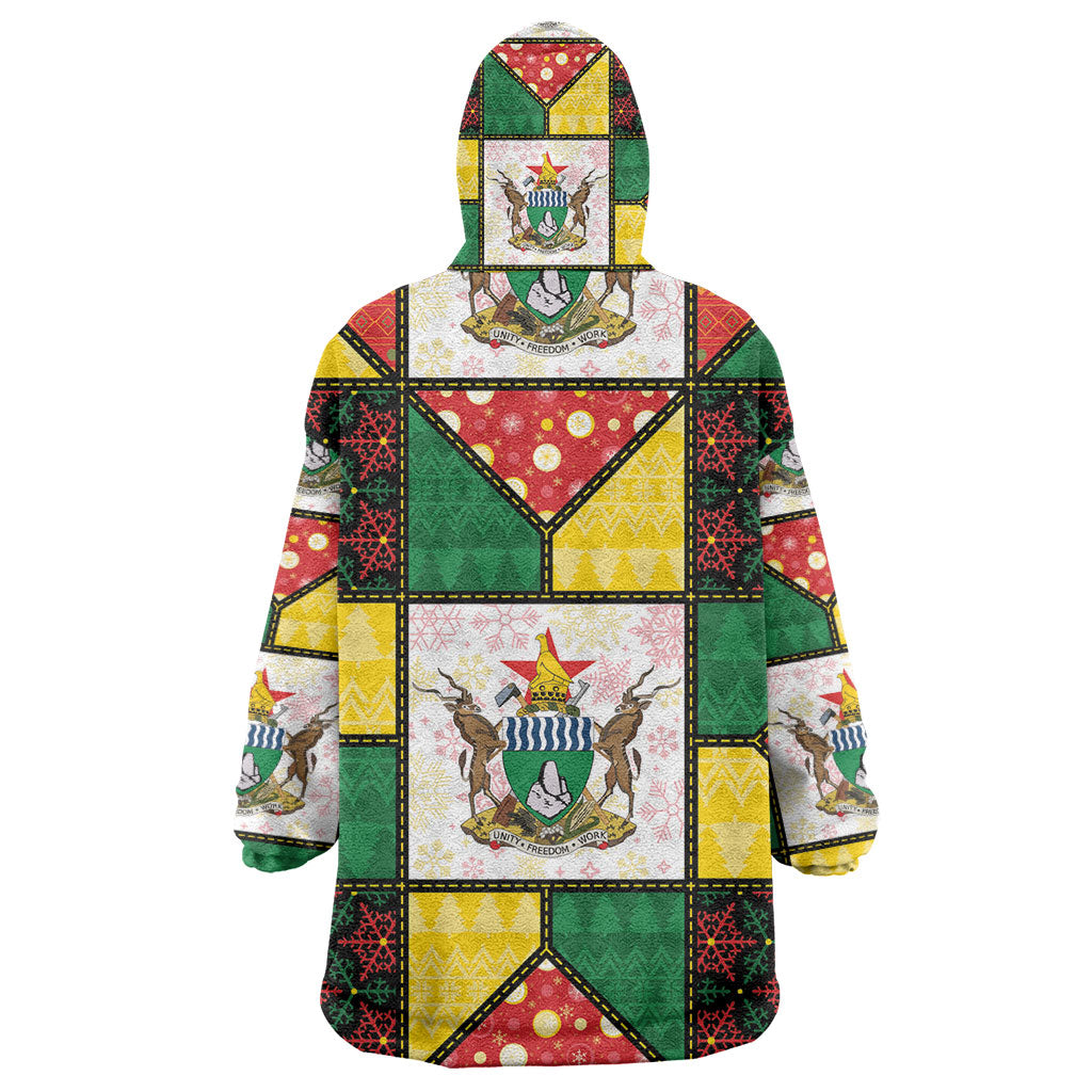 Zimbabwe Christmas Kid Wearable Blanket Hoodie Patchwork Style