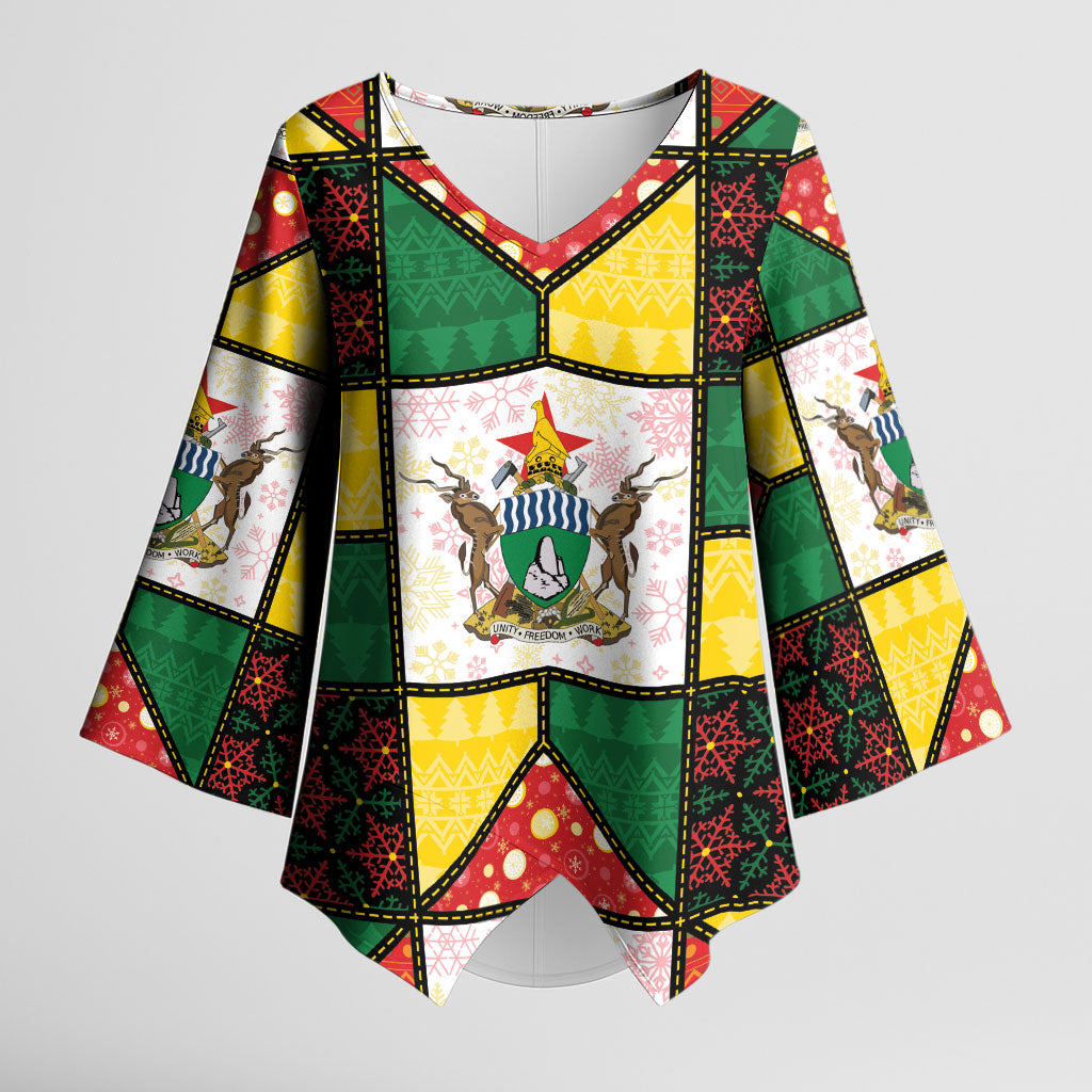 Zimbabwe Christmas Kimono Sleeve Blouse Patchwork Style