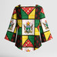Zimbabwe Christmas Kimono Sleeve Blouse Patchwork Style