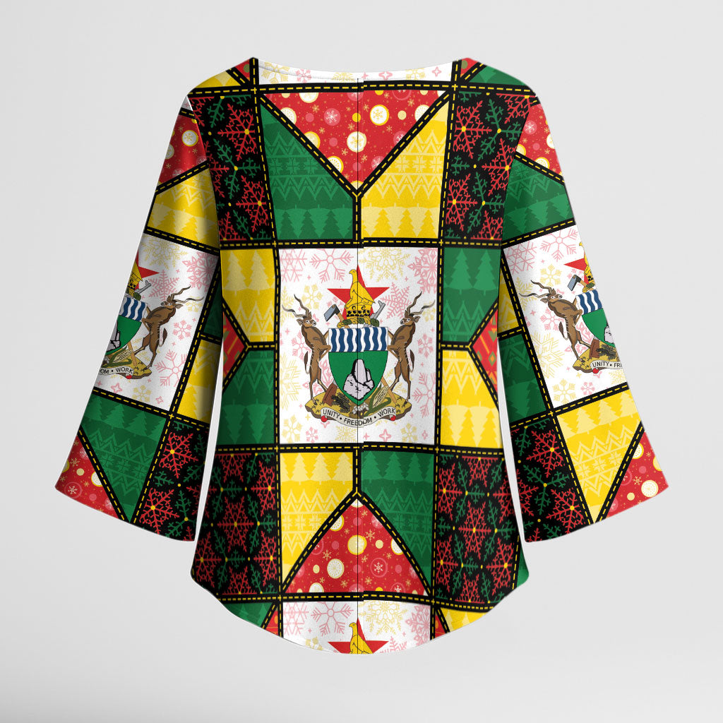 Zimbabwe Christmas Kimono Sleeve Blouse Patchwork Style