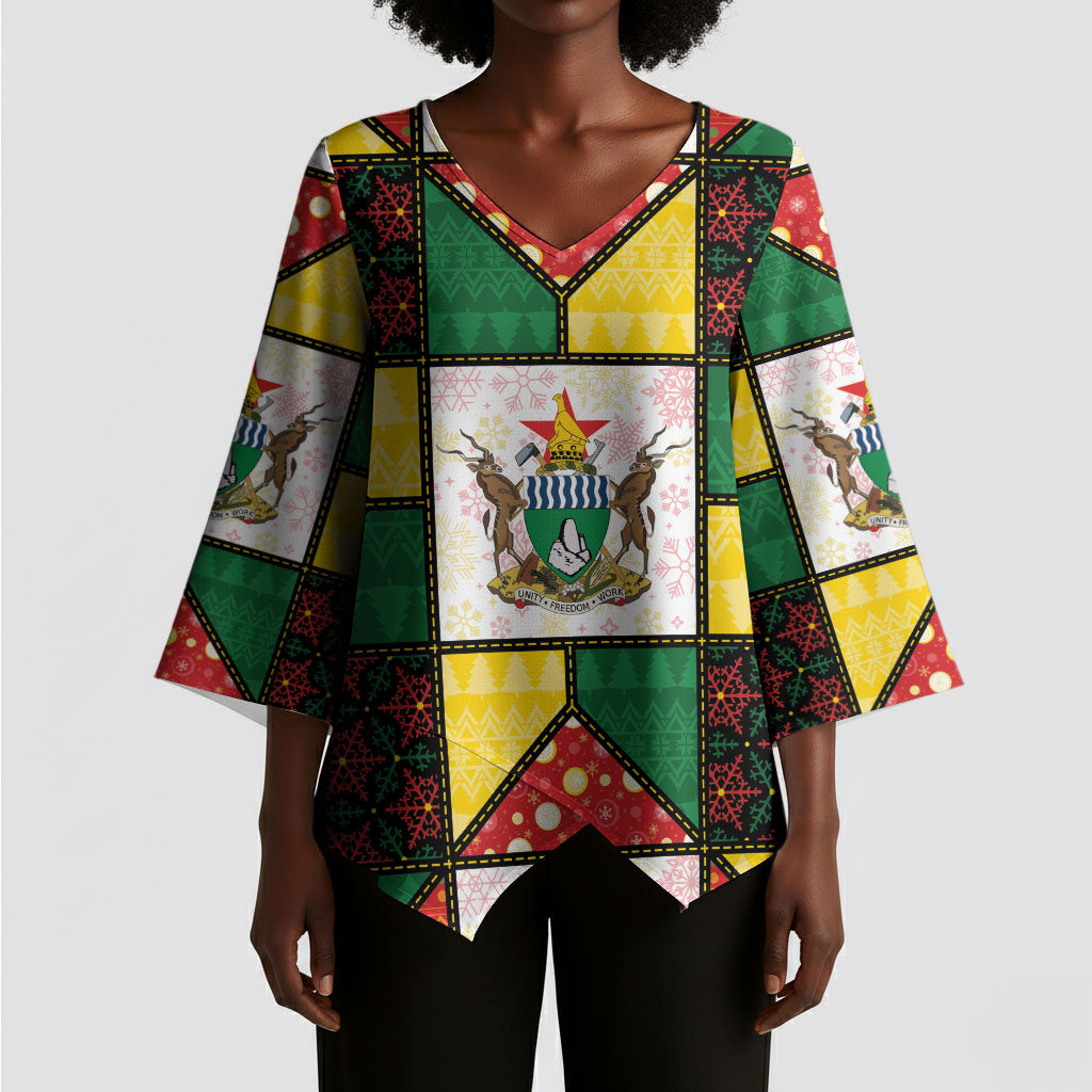 Zimbabwe Christmas Kimono Sleeve Blouse Patchwork Style