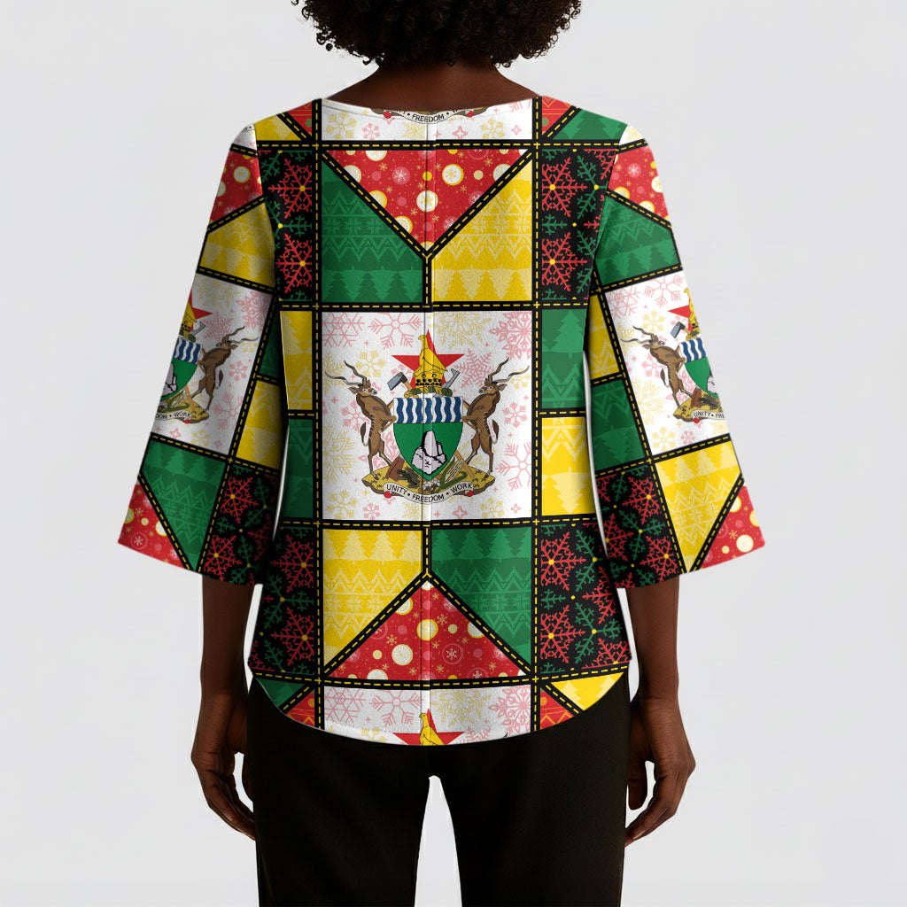 Zimbabwe Christmas Kimono Sleeve Blouse Patchwork Style