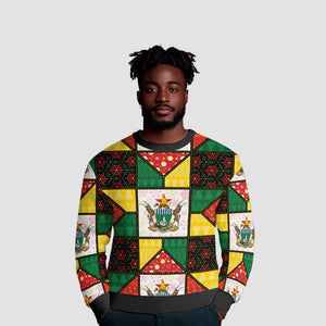 Zimbabwe Christmas Ugly Christmas Sweater Patchwork Style