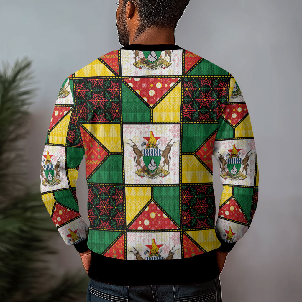 Zimbabwe Christmas Ugly Christmas Sweater Patchwork Style