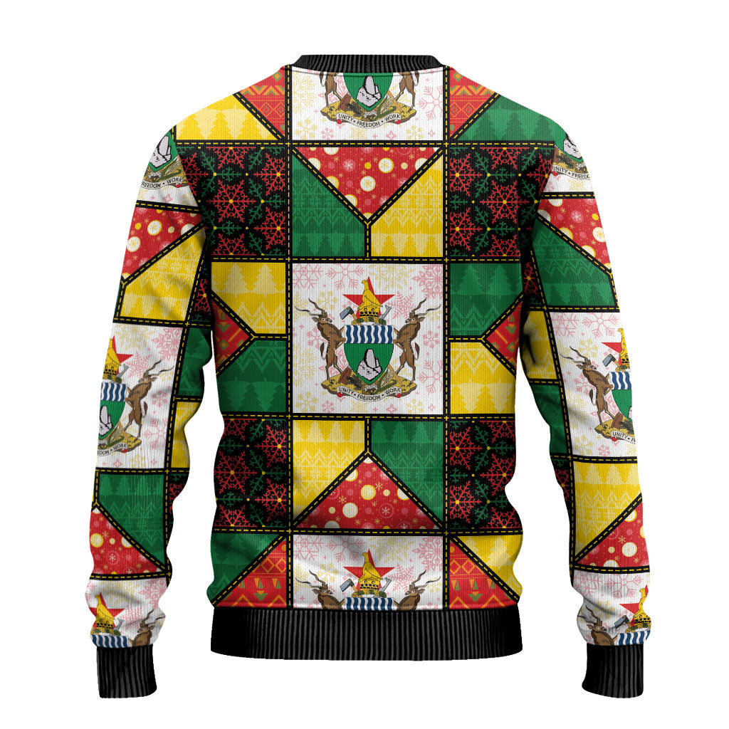 Zimbabwe Christmas Ugly Christmas Sweater Patchwork Style